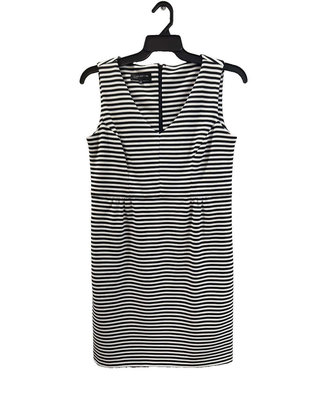 Jones New York Sheath Dress Black/White Pockets Size 12 Classic Coastal